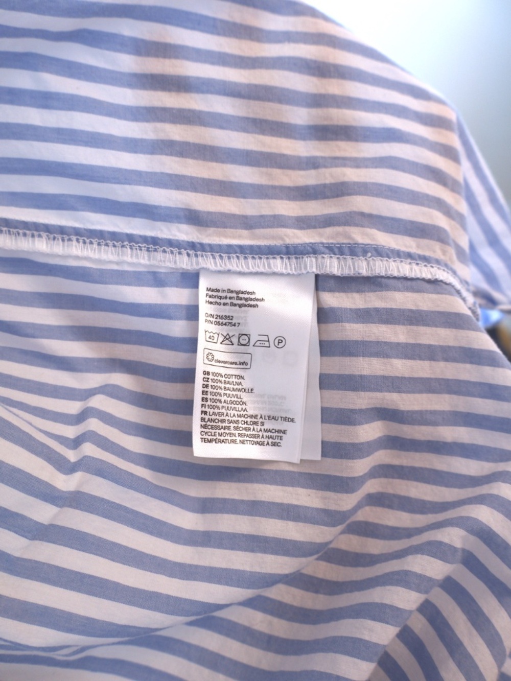 H&M Cotton Blue White Striped Relaxed Button Up Long Sleeve Shirt Coastal Preppy - Picture 7 of 7